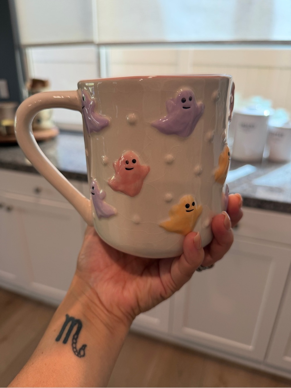 Oversized ceramic pastel ghost Halloween coffee mug